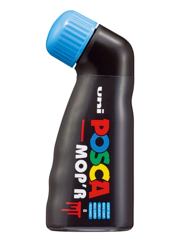 Uni Posca Marcatore a Tempera Azzurro M PCM22 AZ - Punta Gommapiuma XXL 3-19 mm, Acquerellabile e Lavabile