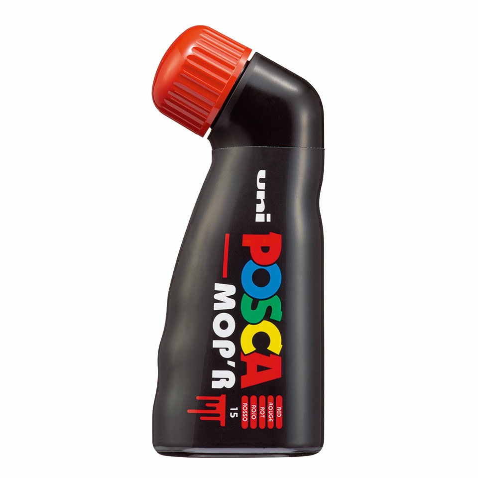 Uni Posca Marcatore a tempera Mop'r Rosso 3-19 mm - Punta gommapiuma XXL, Acquerellabile e Resistente ai Raggi UV