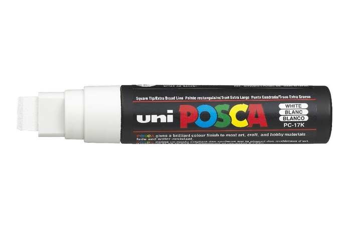 UNI MITSUBISHI POSCA PC-17K Marcatore Punta Scalpello 15mm Bianco - Inchiostro Pigmentato a Base d'Acqua