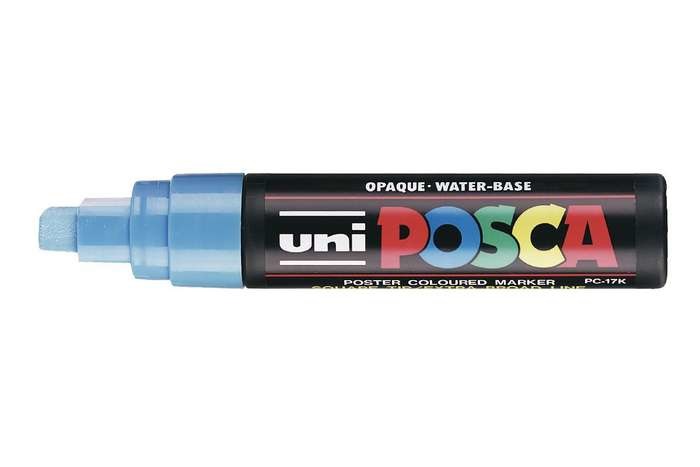 UNI MITSUBISHI POSCA PC-17K Marcatore Azzurro con Punta Scalpello 15mm - Inchiostro Pigmentato Resistente all'Acqua