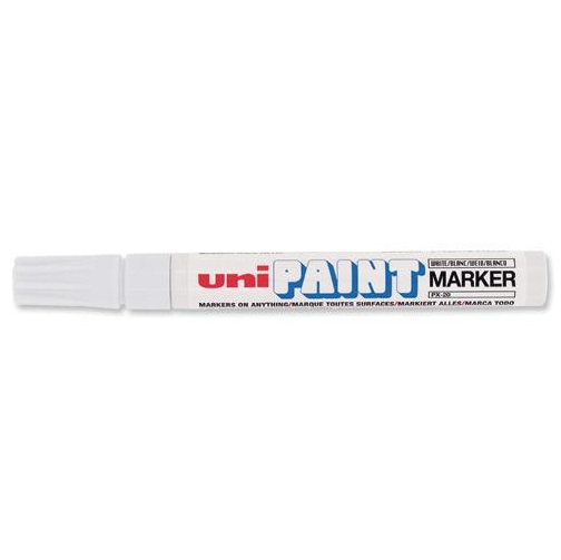 Uni-Ball Paint PX-20 Marcatore Permanente Bianco Punta Tonda 2,2-3 mm - Resistente a Luce, Acqua e Calore fino a 250°C