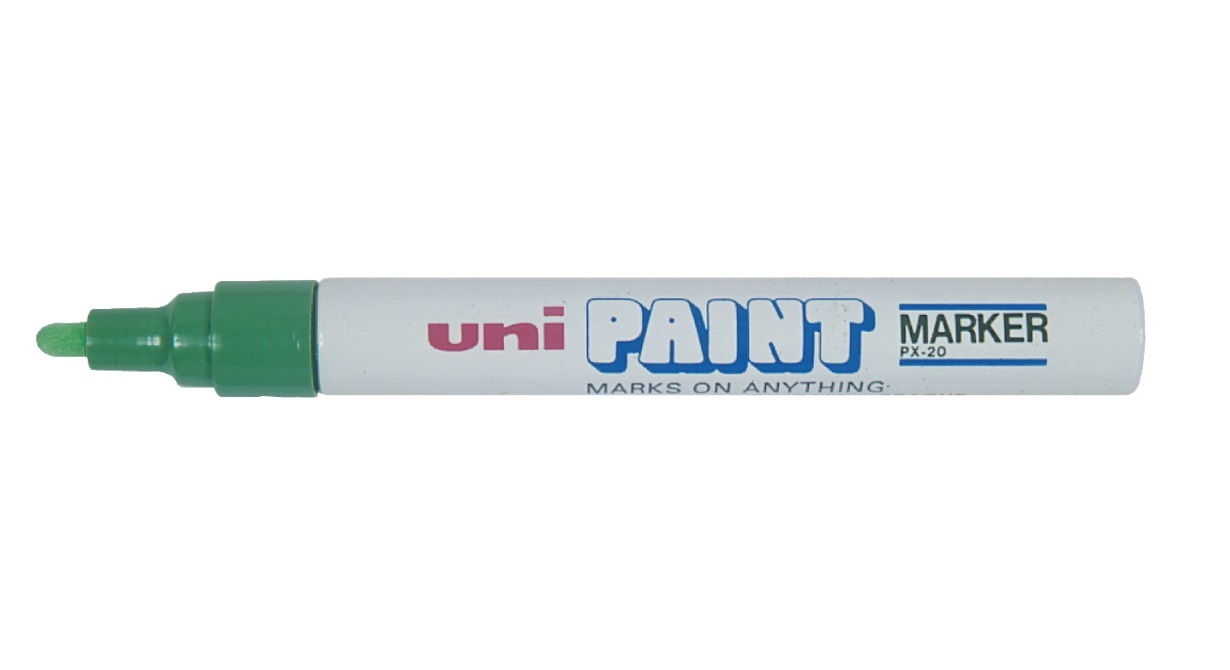 Uni-Ball Paint PX-20 Marcatore Permanente Verde Scuro Punta Tonda 2,8 mm - Resistente a Luce, Acqua e Calore