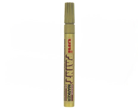 Uni-Ball Marcatore Permanente Paint PX20 Oro - Punta Tonda 2,8 mm, Resistente all'Acqua e alla Luce, per Metallo, Plastica, Legno, Vetro e Tessuti