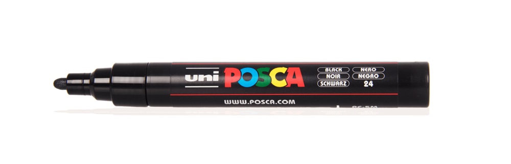 Uni Posca Marcatore a Tempera PC-5M Nero - Punta Tonda Media 1,8-2,5 mm, Inchiostro Pigmentato a Base d'Acqua, Resistente all'Acqua e alla Luce