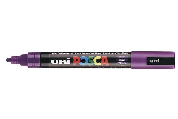 Uni Posca Marcatore a tempera PC-5M Viola Punta Tonda Media 1,8-2,5 mm - Inchiostro Pigmentato a Base d'Acqua