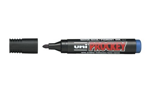 Uni-Ball Prockey M122 Marcatore Blu Punta Tonda Conica 1,2-1,8 mm - Inchiostro Pigmentato, Resistente alla Luce e all'Acqua