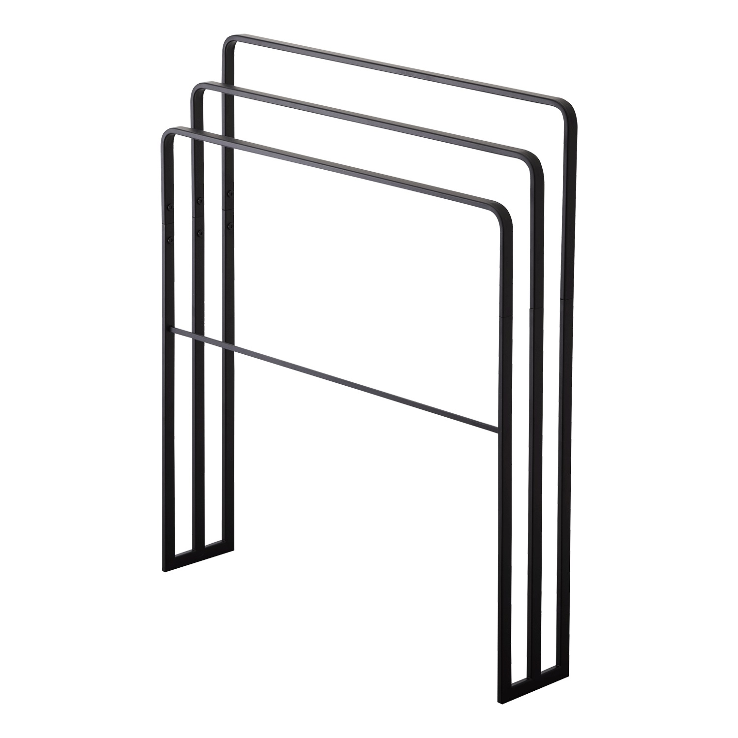 Yamazaki Porta Asciugamani Da Terra Nero - Design Semplice e Moderno, Dimensioni L 70 x P 14 x H 81 cm, 3 Barre