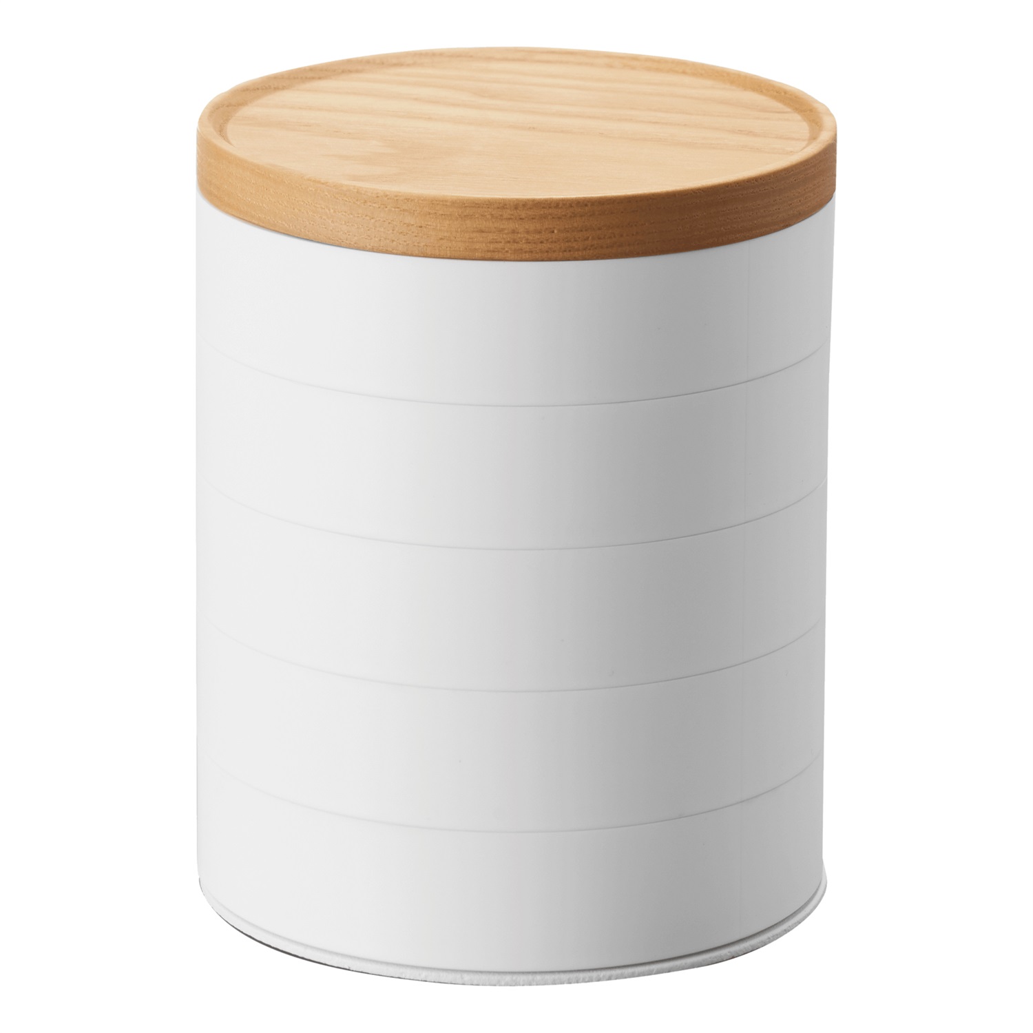 Yamazaki Home - Scatola per Accessori a 5 Livelli in Legno Bianco con Coperchio, Design Minimalista e Compatto