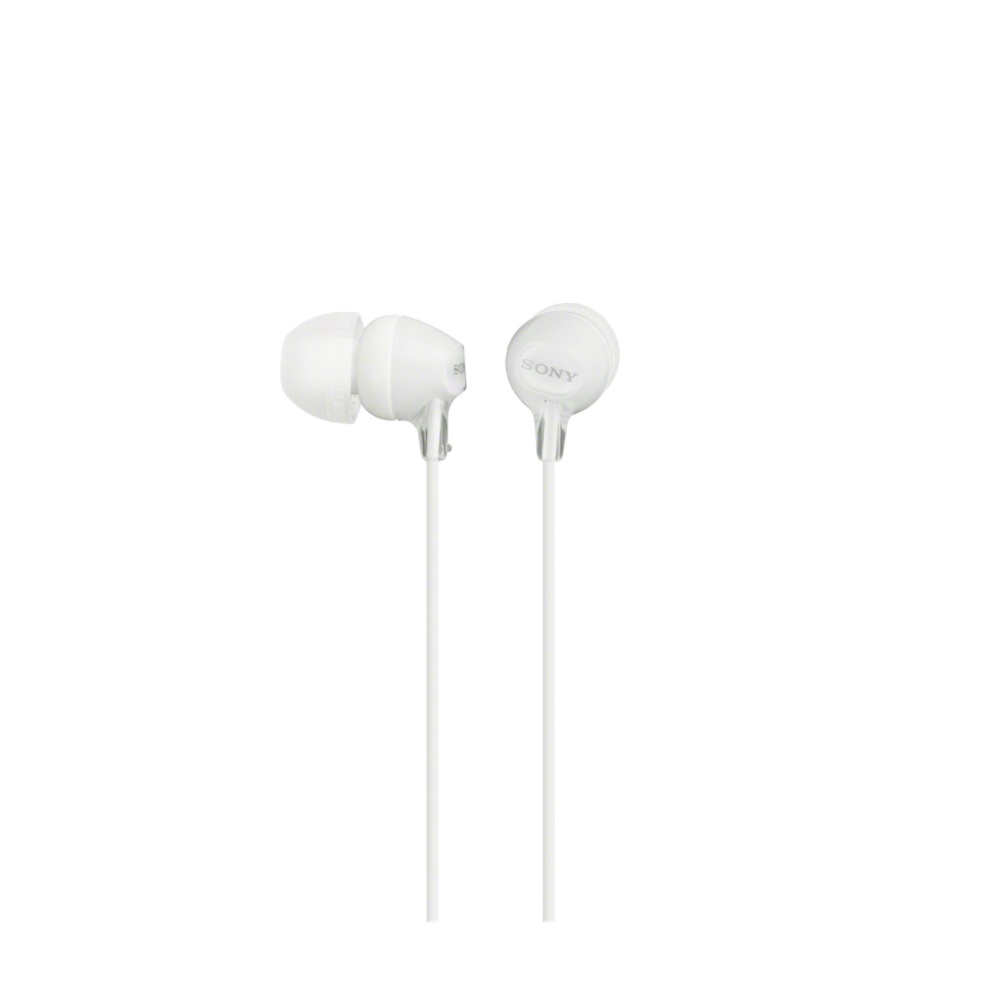 Sony MDR-EX15AP Auricolari Cablati Bianco con Microfono, Driver da 9 mm, Risposta in Frequenza 8-22000 Hz, Leggeri e Comodi