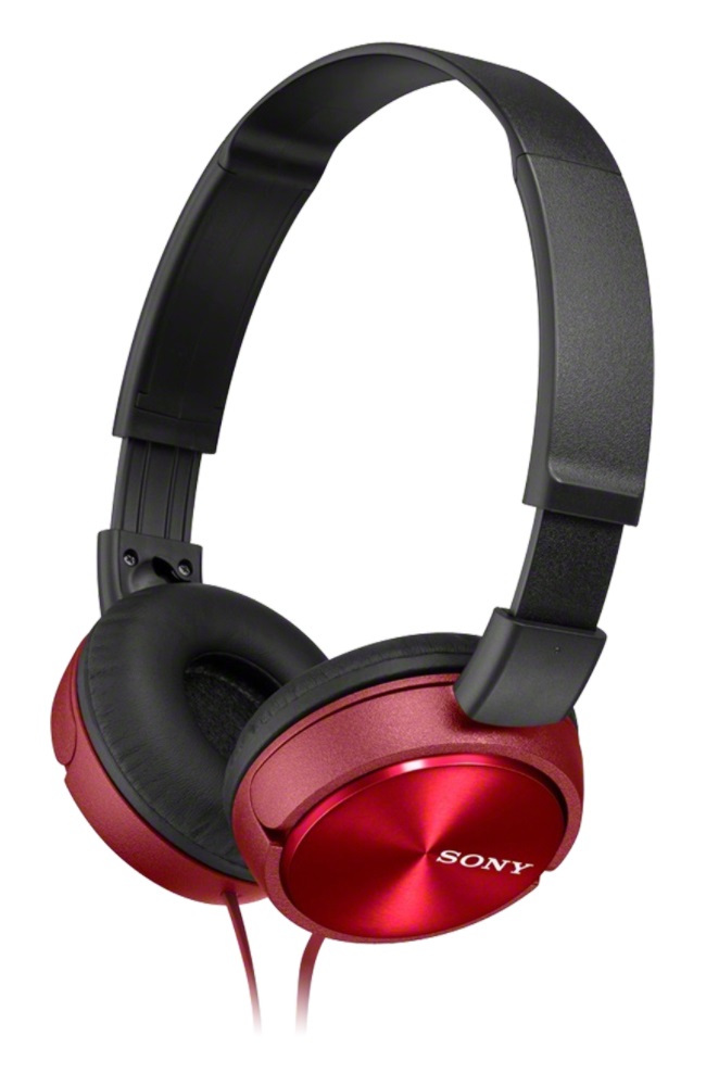 Sony MDR-ZX310AP Cuffie con Microfono Rosso - Design Leggero e Pieghevole, Driver da 30 mm, Sensibilità 98 dB/mW