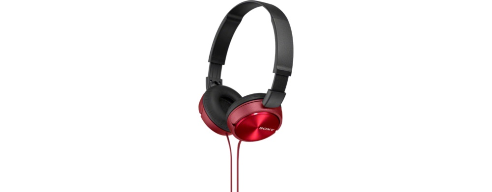 Sony MDR-ZX310AP Cuffie con Microfono Rosso - Design Leggero e Pieghevole, Driver da 30 mm, Sensibilità 98 dB/mW