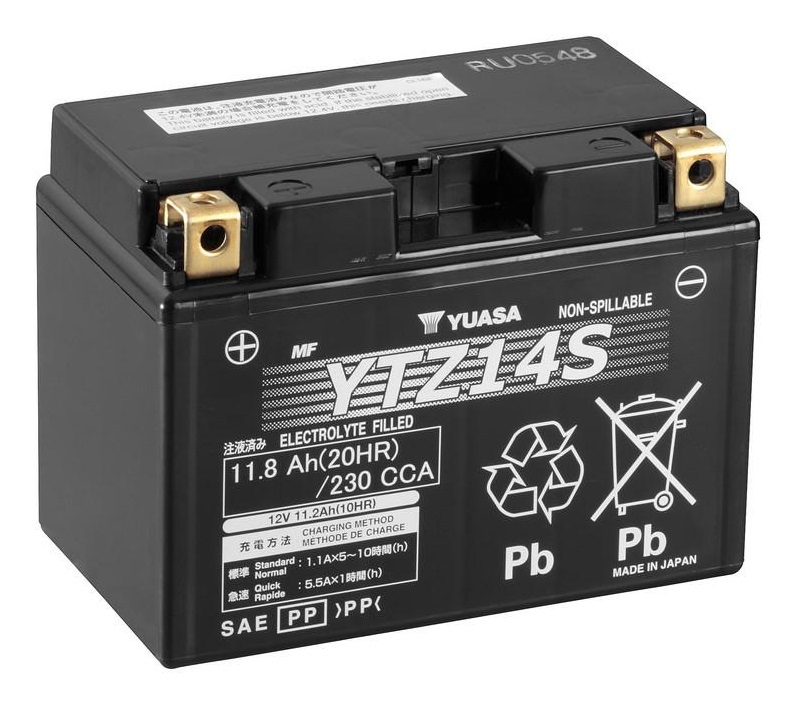 Yuasa Batteria YTZ14S 12V 11,2Ah Gel Sigillata Attivata per Moto e Scooter
