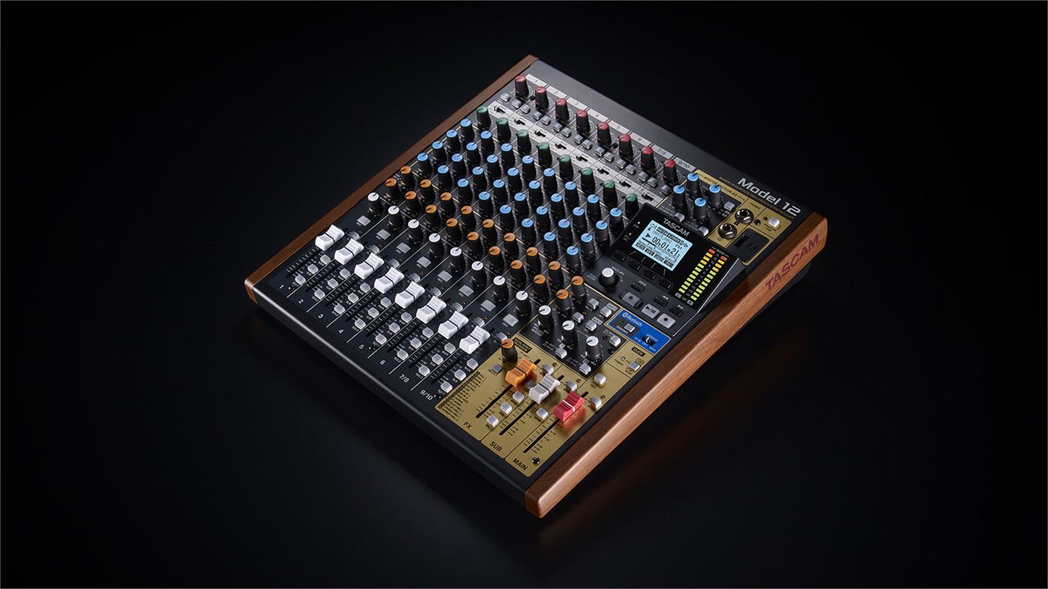Tascam Model 12 Mixer Audio Analogico 10 Canali 20 - 20000 Hz Nero Legno con Interfaccia USB e Bluetooth