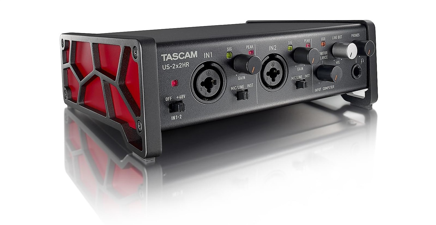 Tascam US-2x2HR Interfaccia Audio USB ad Alta Risoluzione con 2 Ingressi e 2 Uscite, Compatibile con macOS e Windows