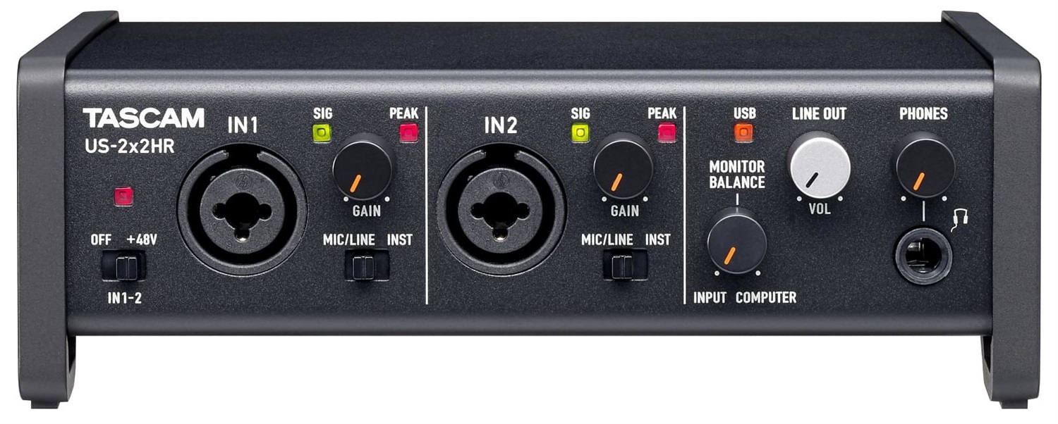 Tascam US-2x2HR Interfaccia Audio USB ad Alta Risoluzione con 2 Ingressi e 2 Uscite, Compatibile con macOS e Windows
