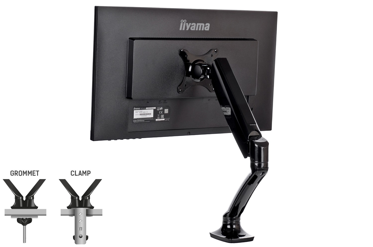 Iiyama DS3001C-B1 Supporto da Tavolo per Monitor/TV a Schermo Piatto fino a 27'' con Morsa e Braccio Regolabile