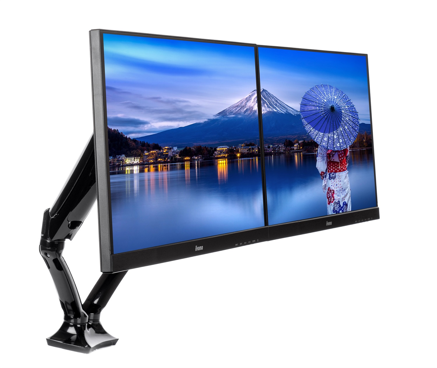 iiyama DS3002C-B1 Supporto da Tavolo Doppio Braccio a Molla per Monitor fino a 68,6 cm (27'') - Nero