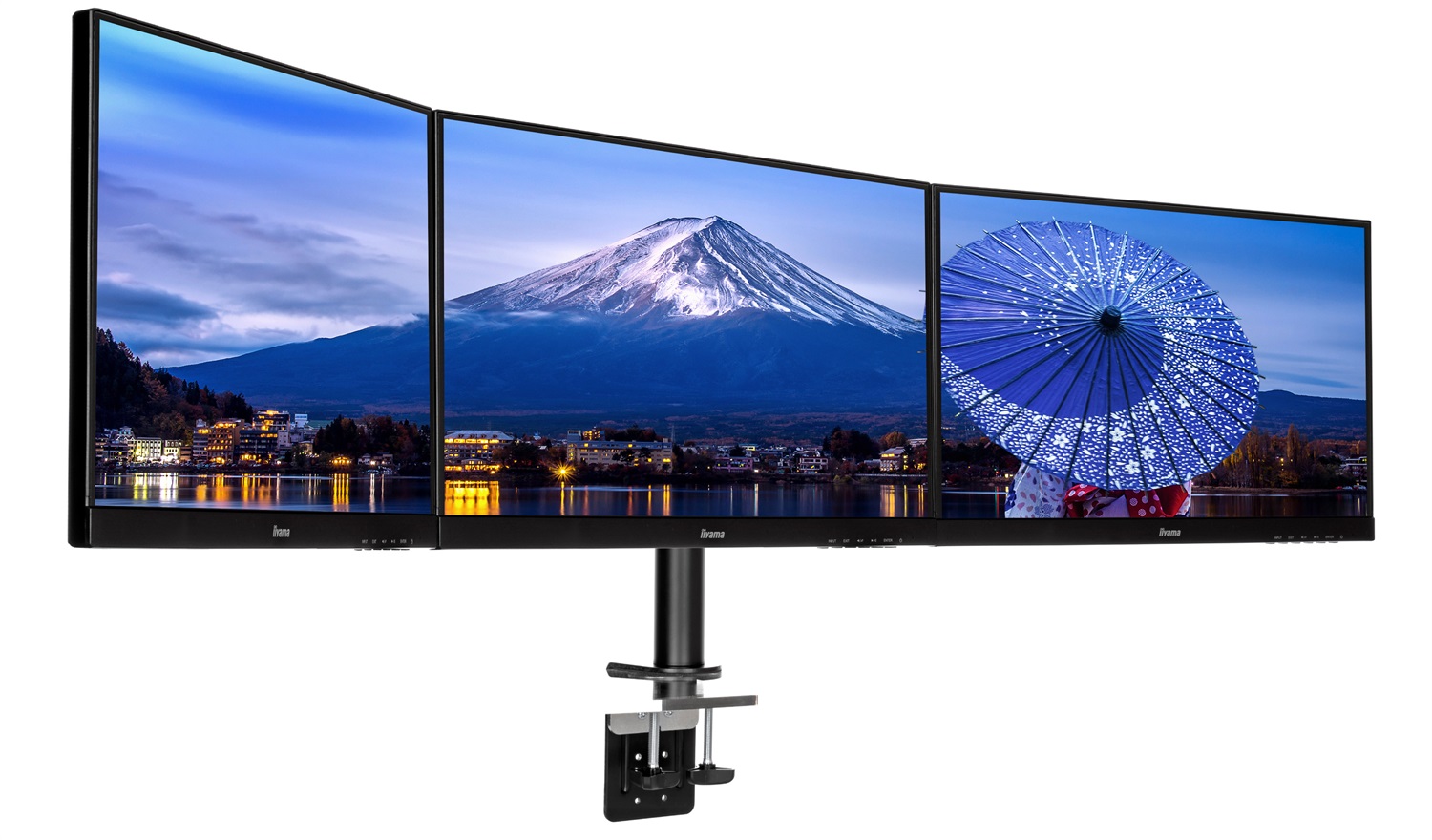 iiyama DS1003C-B1 Supporto da Tavolo per 3 Monitor Fino a 27