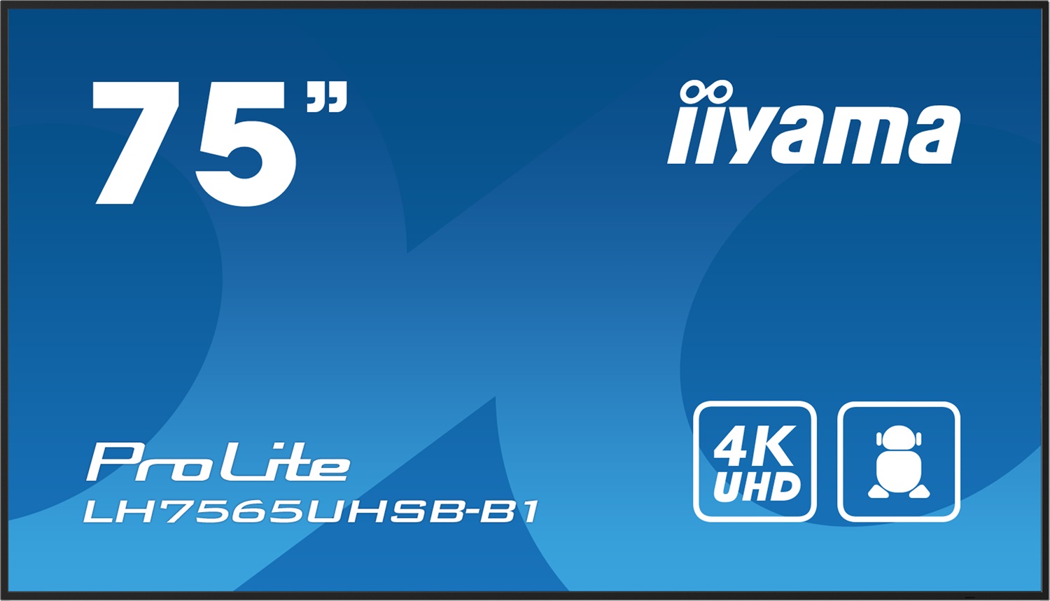 IIYAMA LH7565UHSB-B1 Monitor 75 pollici 4K UHD LED con Android 11, Wi-Fi, 800 cd/m², Design chiosco, Utilizzabile 24/7