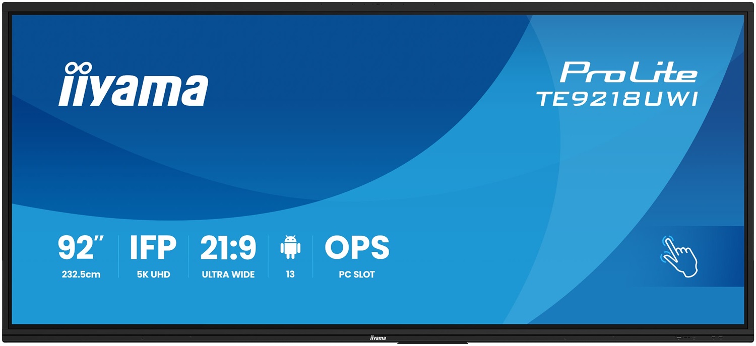 iiyama TE9218UWI-B1AG Display Interattivo Touchscreen 92 Pollici 5K Ultra HD VA con Wi-Fi e Android Integrato