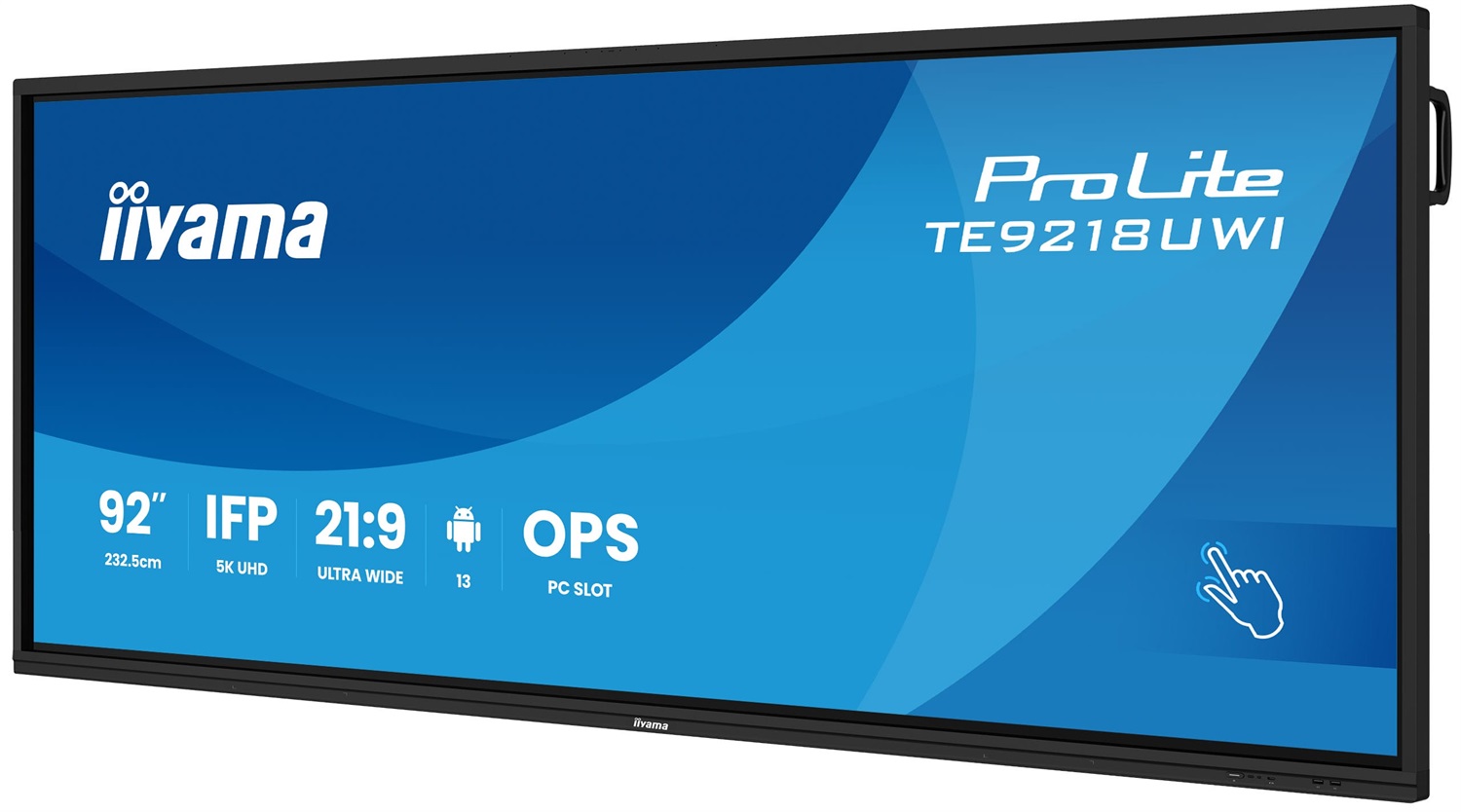 iiyama TE9218UWI-B1AG Display Interattivo Touchscreen 92 Pollici 5K Ultra HD VA con Wi-Fi e Android Integrato