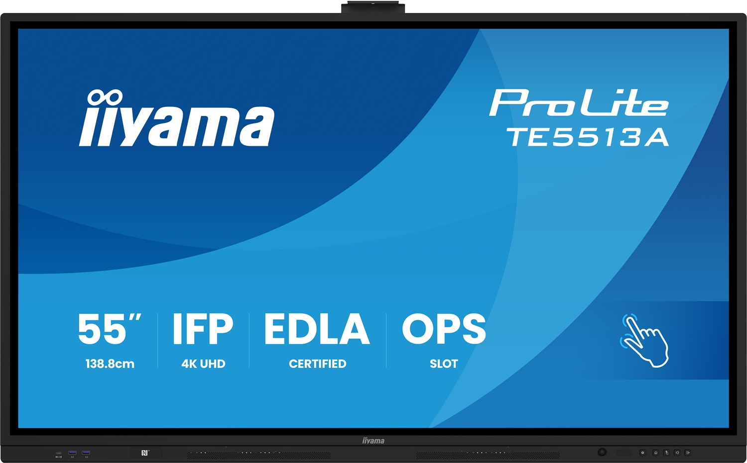 IIYAMA TE5513A-B1AG - Monitor IPS 55 Pollici 4K Ultra HD Touchscreen 40 Punti con WIFI 6 e Speaker Stereo