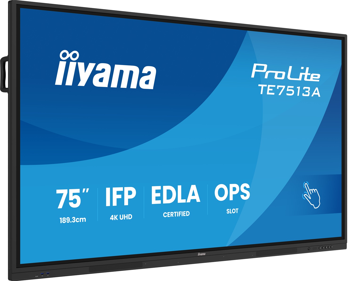 IIYAMA TE7513A-B1AG Monitor IPS 75 Pollici 4K Ultra HD Touchscreen 40 Punti Antiriflesso Wi-Fi 6 Speaker Stereo USB-C