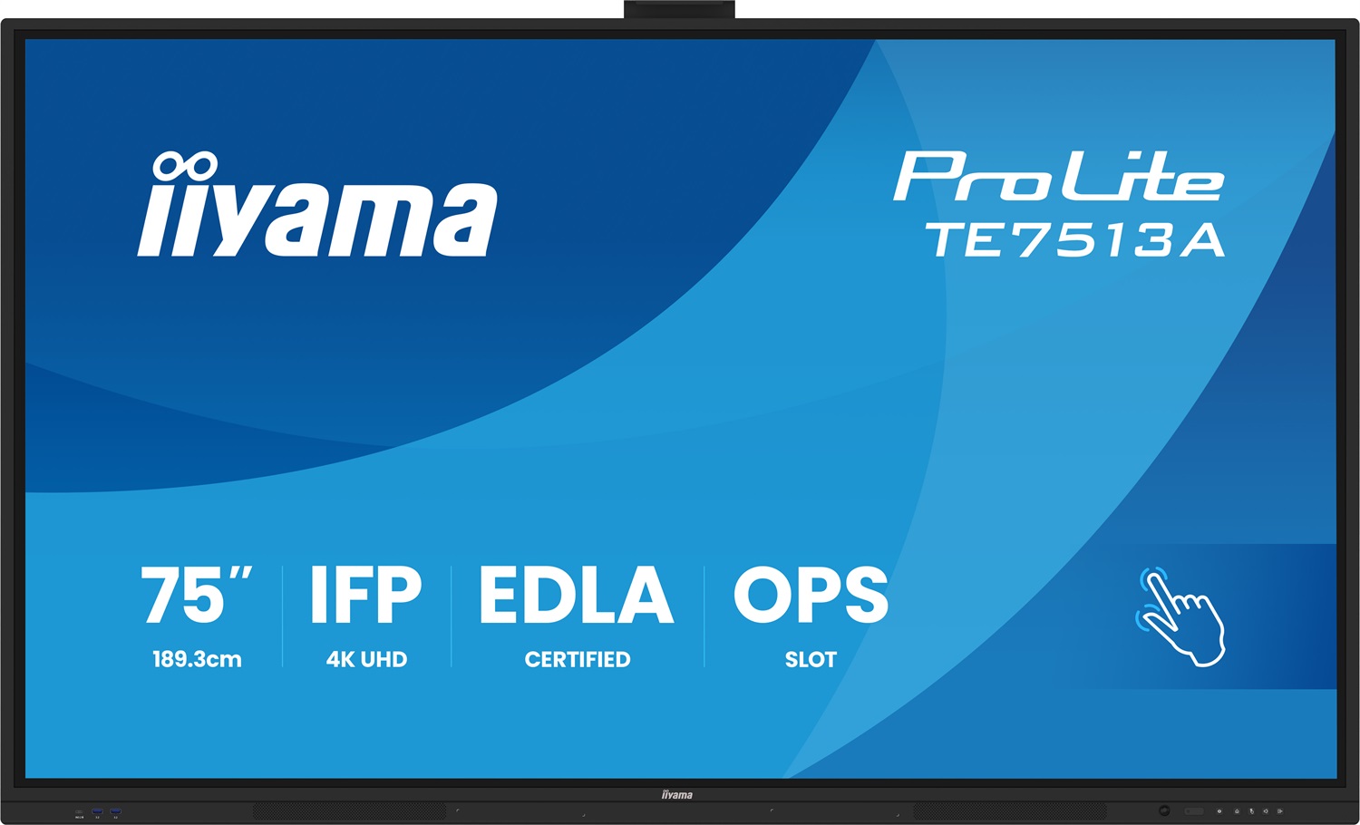 IIYAMA TE7513A-B1AG Monitor IPS 75 Pollici 4K Ultra HD Touchscreen 40 Punti Antiriflesso Wi-Fi 6 Speaker Stereo USB-C