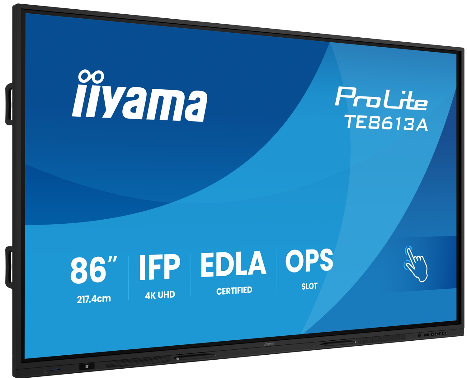 IIYAMA TE8613A-B1AG Monitor Interattivo 86 Pollici 4K Ultra HD Touchscreen 40 Punti Wi-Fi 6 con Speaker Stereo e Android Integrato