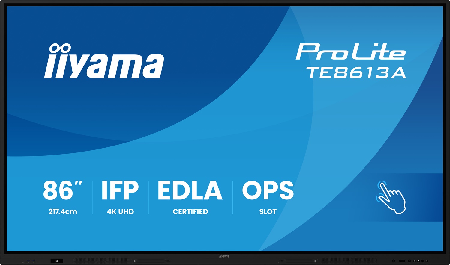 IIYAMA TE8613A-B1AG Monitor Interattivo 86 Pollici 4K Ultra HD Touchscreen 40 Punti Wi-Fi 6 con Speaker Stereo e Android Integrato
