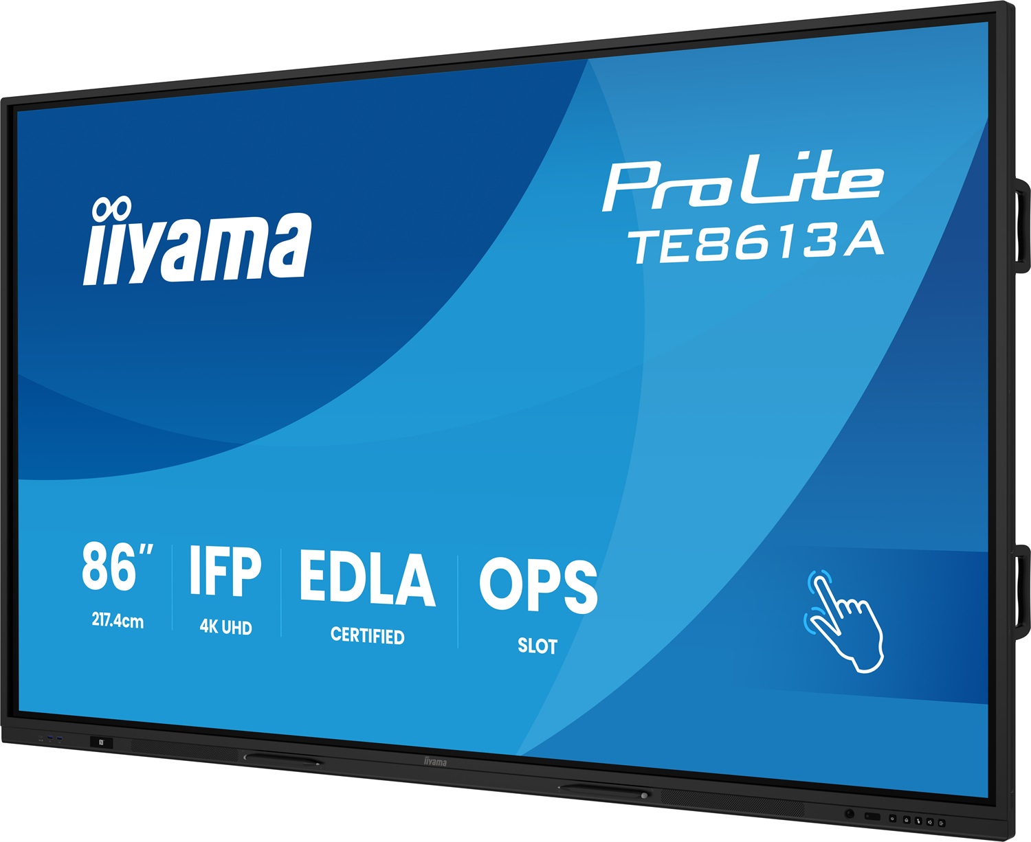 IIYAMA TE8613A-B1AG Monitor Interattivo 86 Pollici 4K Ultra HD Touchscreen 40 Punti Wi-Fi 6 con Speaker Stereo e Android Integrato