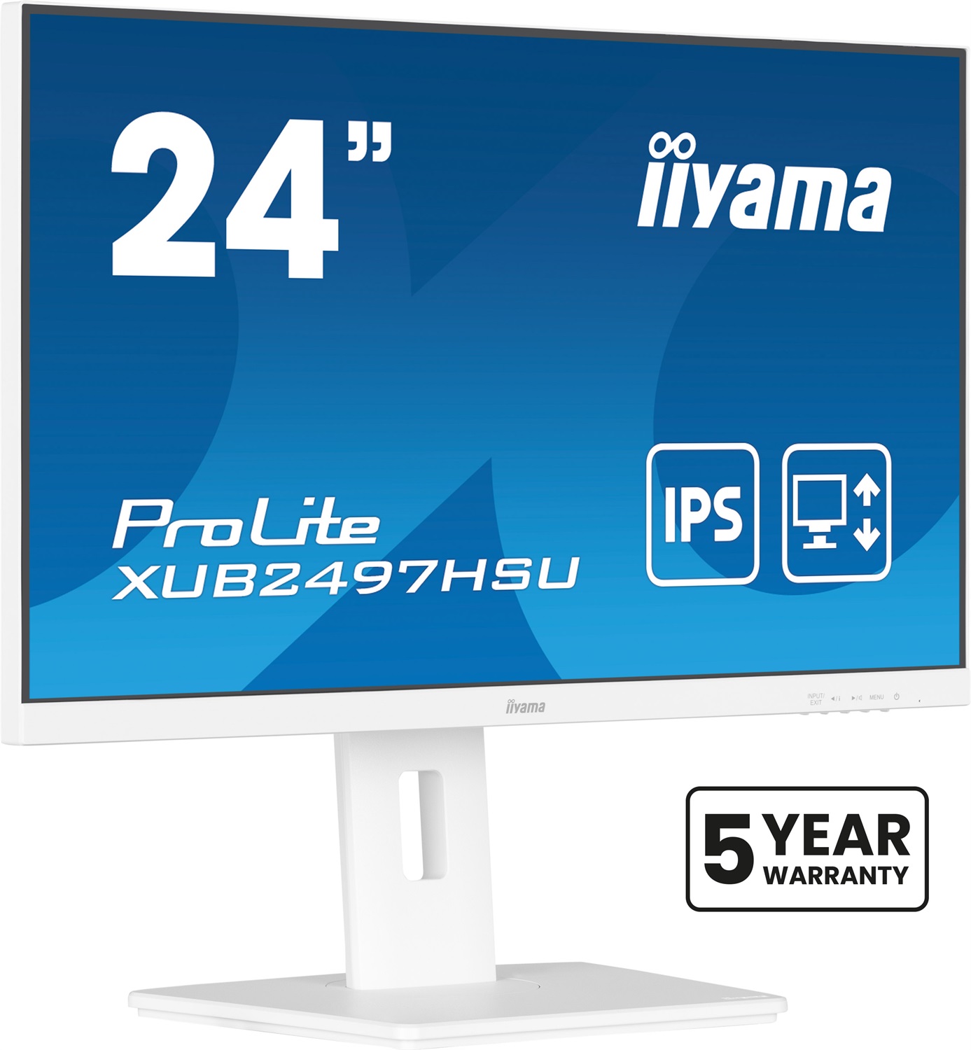 IIYAMA ProLite XUB2497HSU-W2 Monitor 24 Pollici IPS Full HD 1920x1080 100Hz con Flicker Free e USB-Hub Bianco