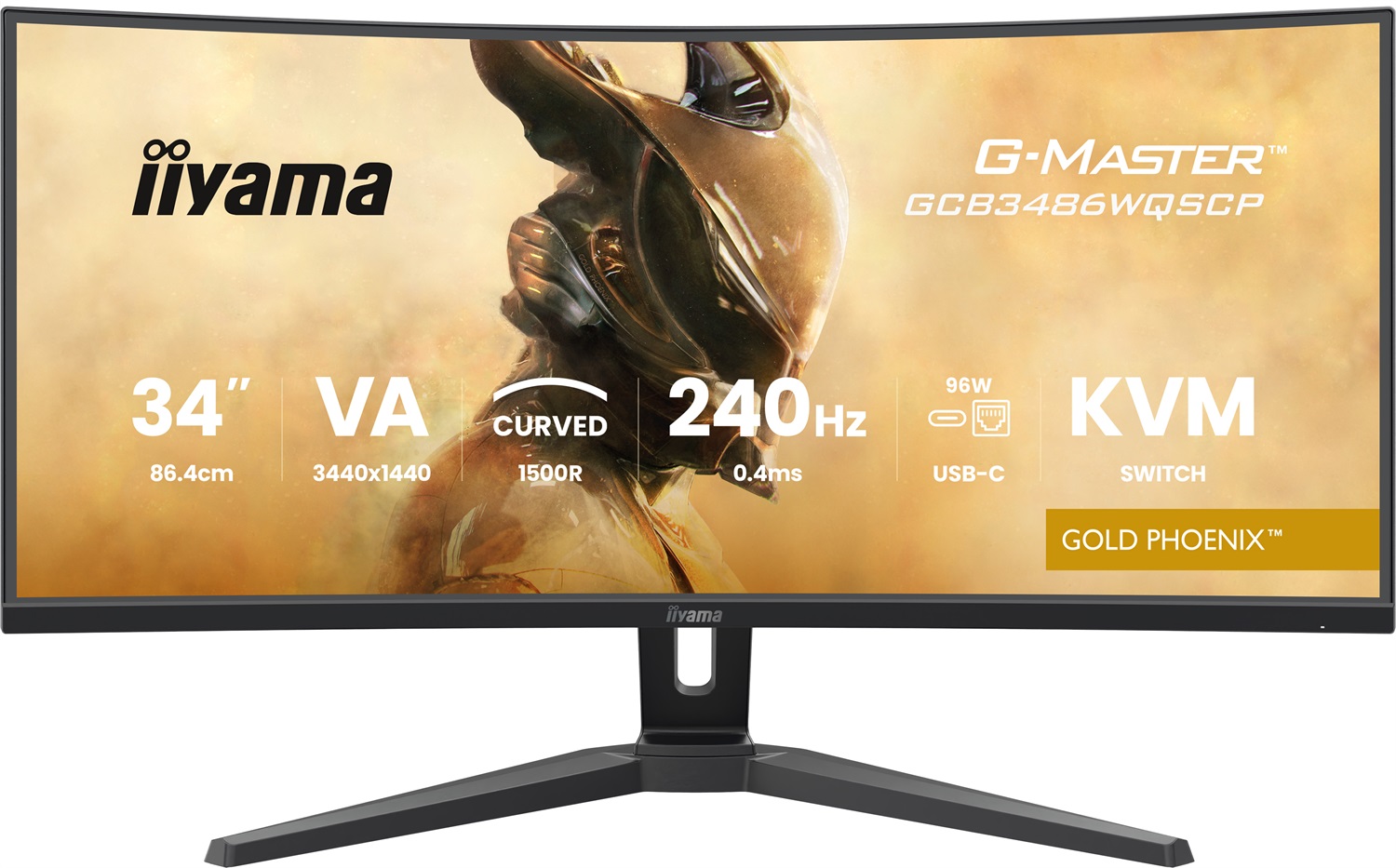 IIYAMA G-MASTER GCB3486WQSCP-B1 GOLD PHOENIX Monitor Curvo 34 Pollici UWQHD 3440x1440 240Hz VA FreeSync™ Premium Pro
