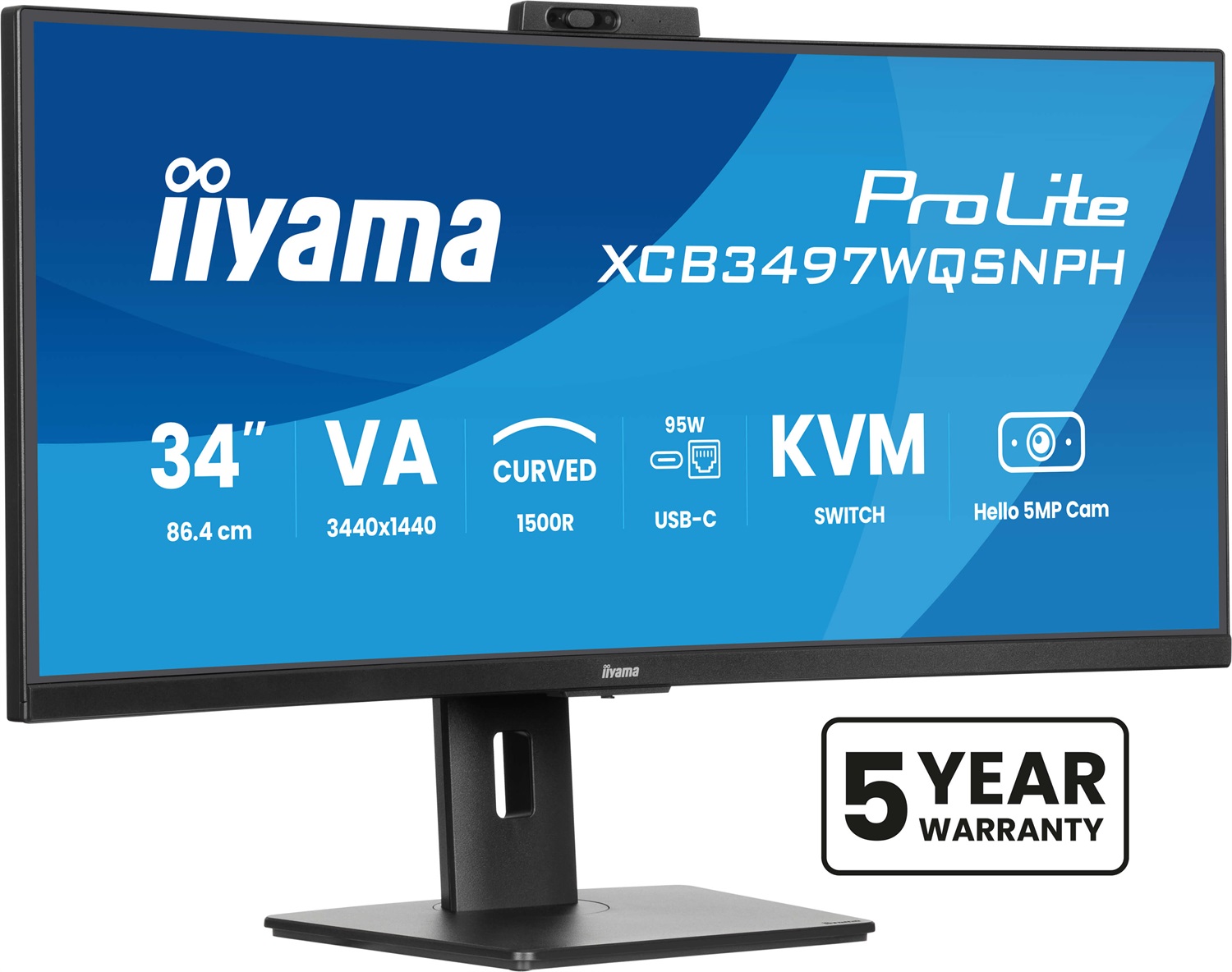 iiyama ProLite XCB3497WQSNPH-B1 Monitor Curvo VA UWQHD 34