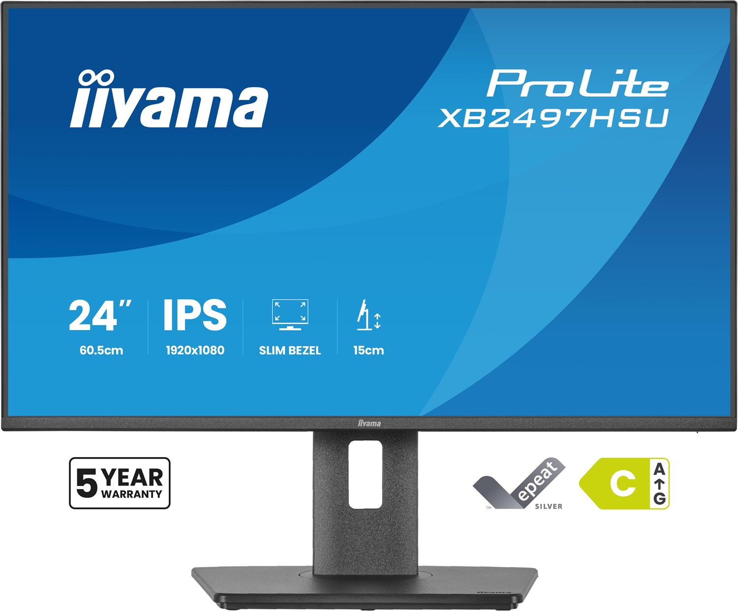 iiyama ProLite XB2497HSU-B1 Monitor IPS da 24 pollici Full HD Ecologico per Ufficio