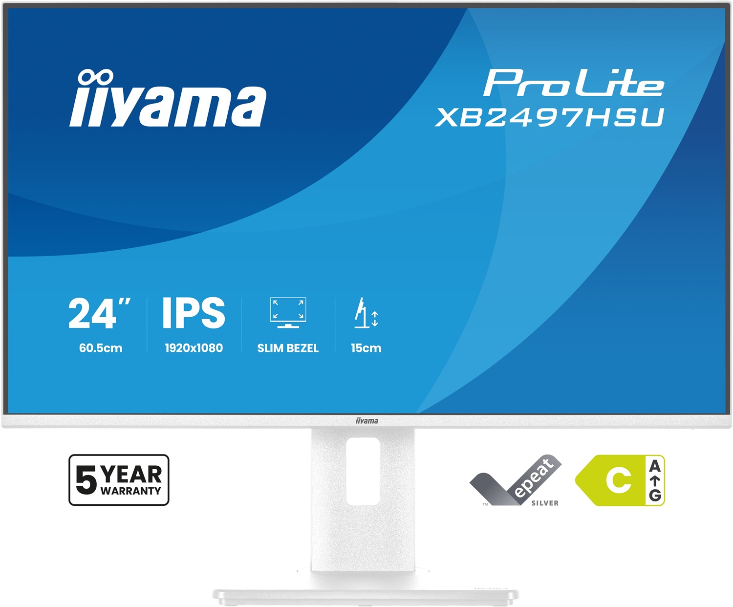 iiyama ProLite XB2497HSU-W1 Monitor IPS 24'' Full HD 1920x1080 con supporto regolabile in altezza e design senza cornice