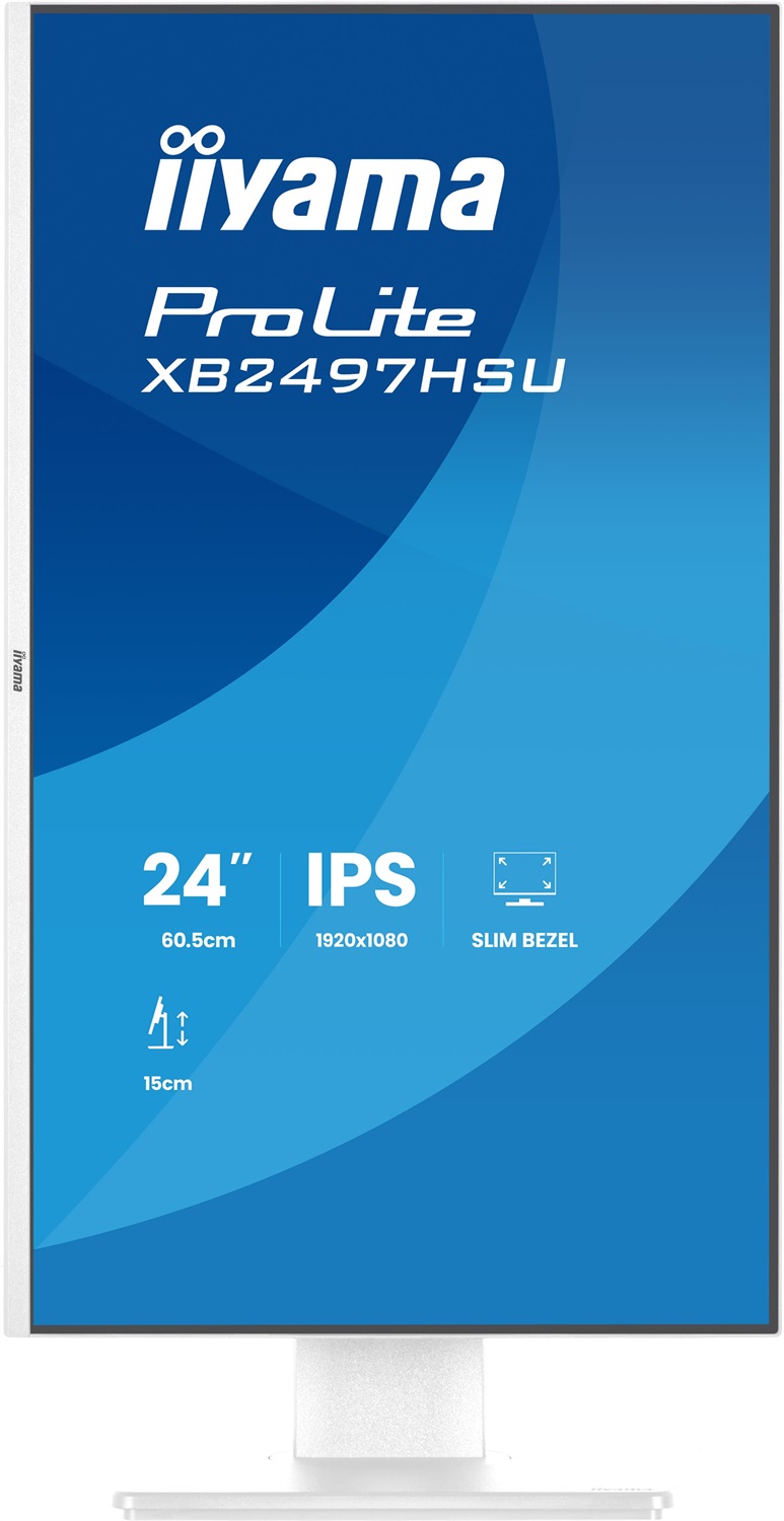iiyama ProLite XB2497HSU-W1 Monitor IPS 24'' Full HD 1920x1080 con supporto regolabile in altezza e design senza cornice