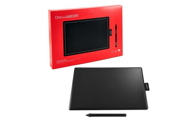 Wacom One by Wacom Medium Tavoletta Grafica Con Penna, Nero/Rosso, 20.6 x 28.9 x 3.5 cm, 2540 lpi, Cablato