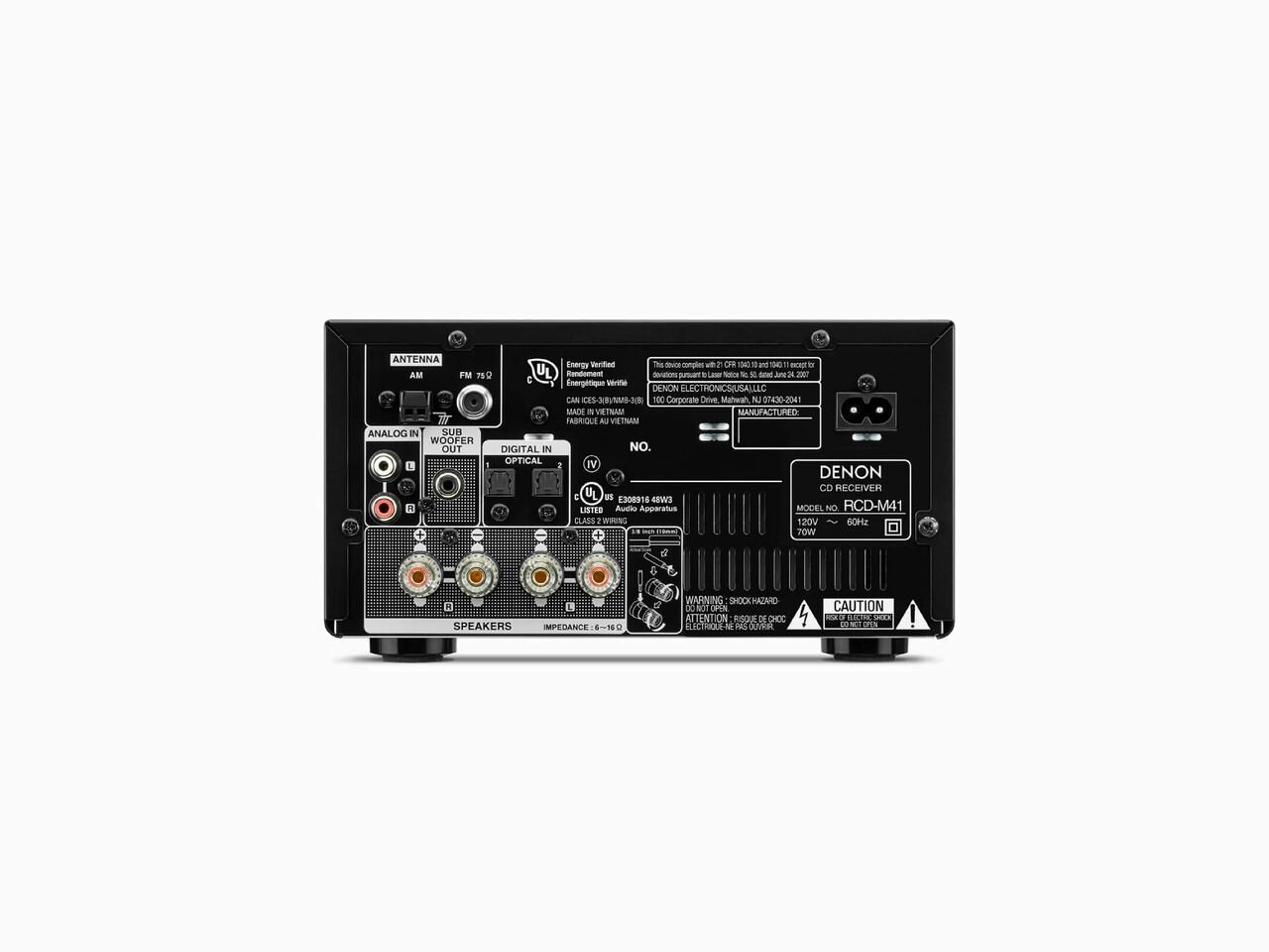 Denon RCD-M41 Sintoamplificatore Micro HiFi 2 x 30 W con Lettore CD, Bluetooth e Radio - Nero