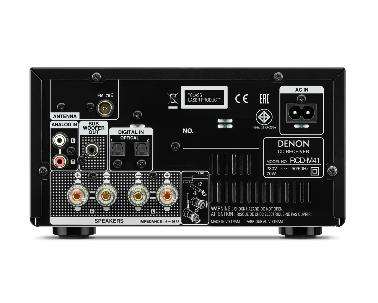 Denon D-M41 Mini Impianto Audio Domestico 60W Nero e Argento
