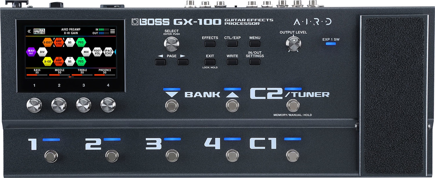 BOSS GX-100 - Processore di effetti per chitarra avanzato con tecnologia AIRD, 32 amplificatori e oltre 170 effetti