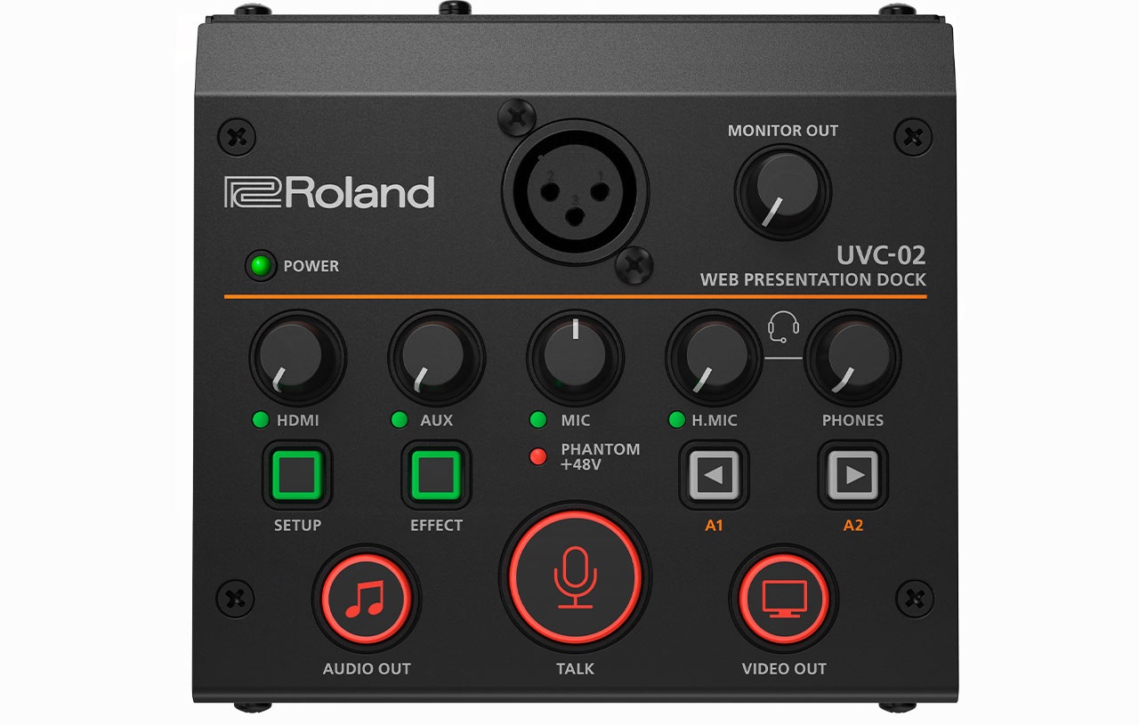 ROLAND UVC-02 Dock di Presentazione Web - Bridge per Audioconferenza, Nero, 48 kHz, USB, AUX