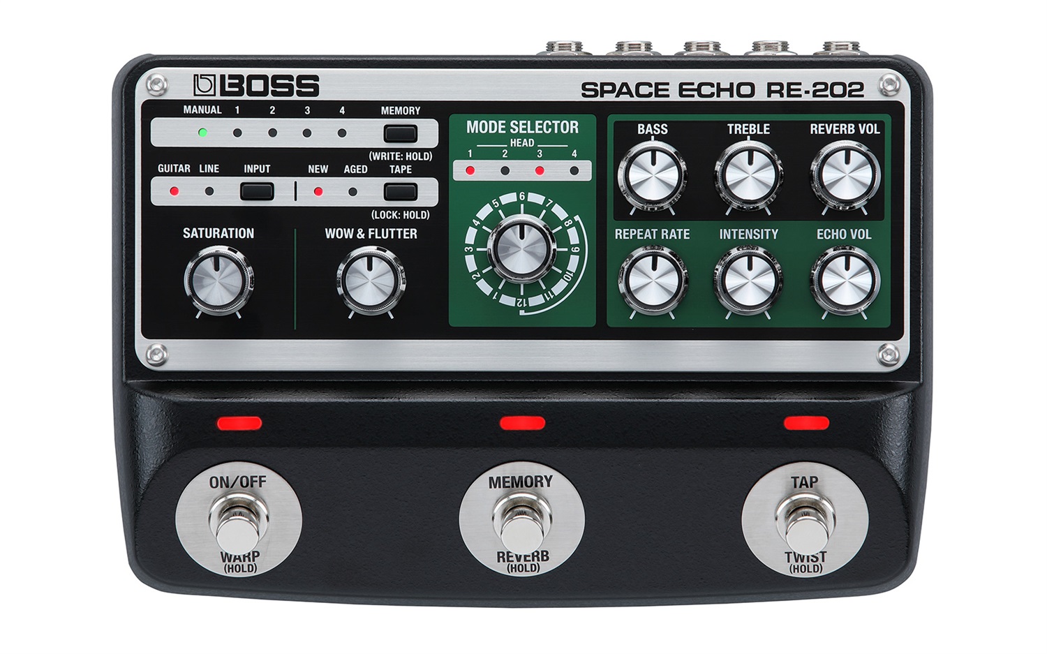 BOSS RE-202 Space Echo - Pedale Effetti con Tape Echo, Delay e Riverbero a Molla Stereo