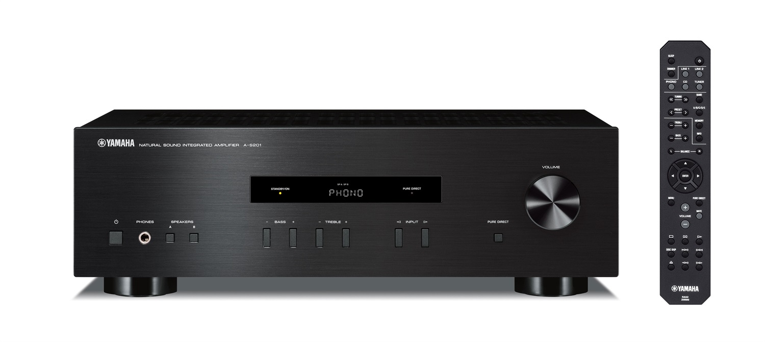 Yamaha A-S201 Amplificatore Integrato Hi-Fi 2.0 Canali Nero - 140W per Canale, Pure Direct Mode, Telecomando