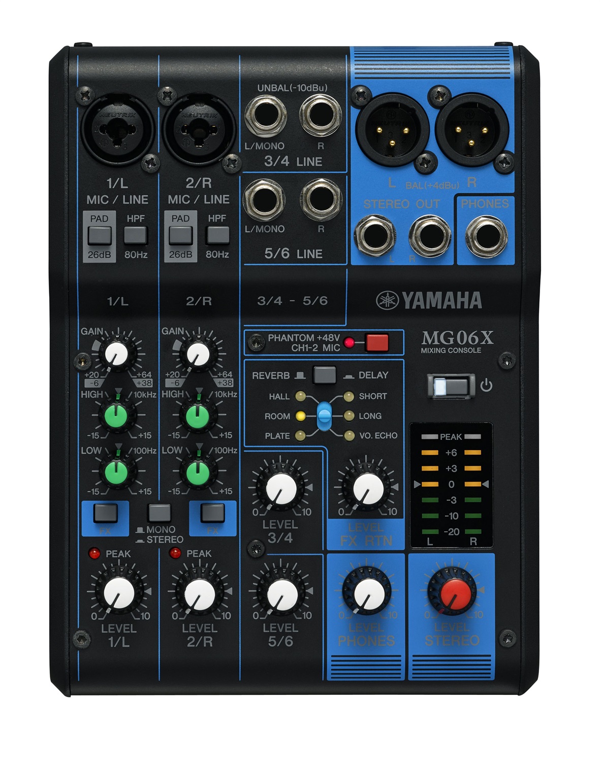 Yamaha MG06X Mixer Audio Professionale - Console di Mixaggio Compatta con 6 Canali d'Ingresso e Preamplificatori Microfonici D-PRE