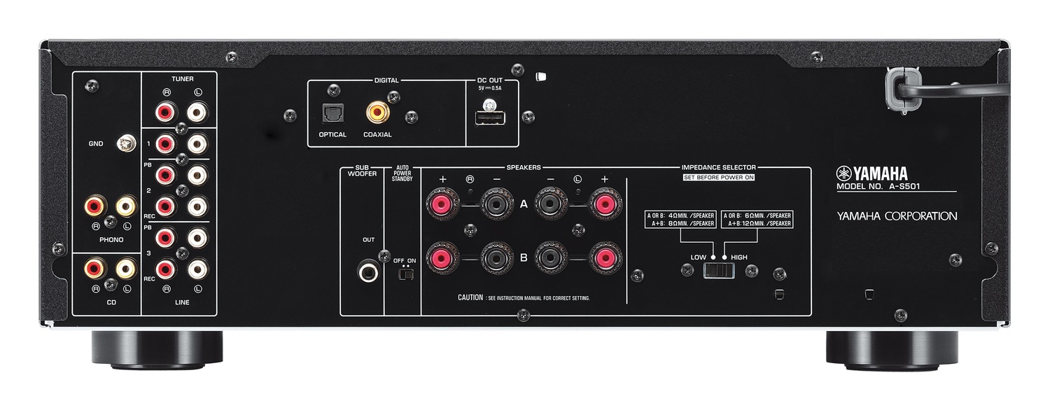 Yamaha A-S501 Amplificatore Integrato 2.0 Canali Nero - 120W x 2, ToP-ART, Design Simmetrico