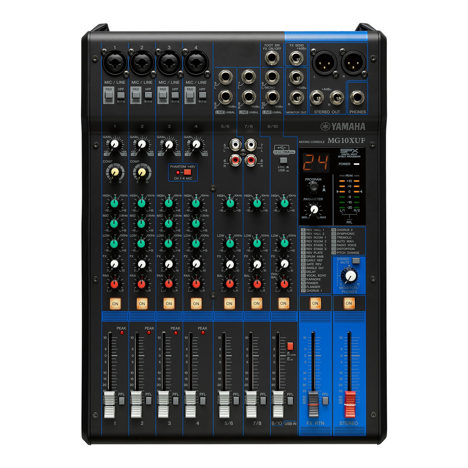 Yamaha MG10XUF Mixer Professionale 10 Canali USB con 4 Ingressi Microfonici e Alimentazione Phantom 48V