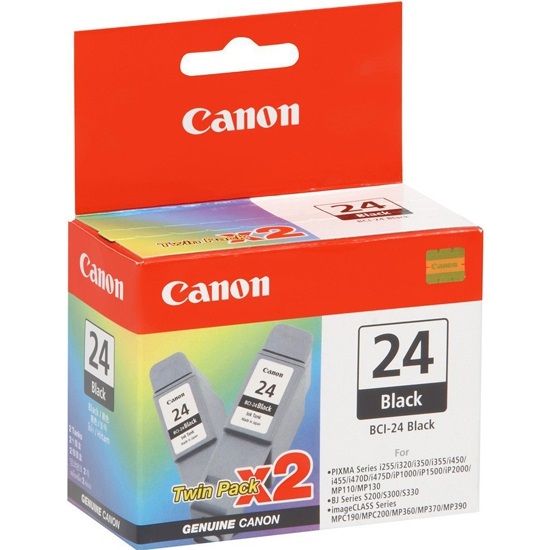 Canon BCI-24BK Cartuccia d'Inchiostro Originale Nero - Confezione Doppia, 130 Pagine, 9 ml
