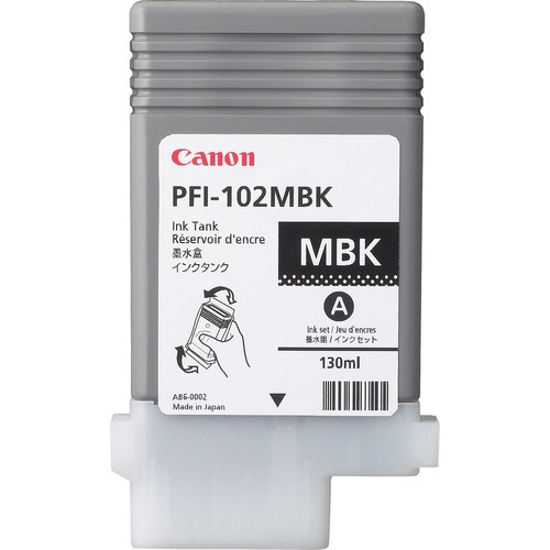 Canon PFI-102MBK Cartuccia d'Inchiostro Originale Nero Opaco 130ml per Stampanti iPF 500/600/700/710/720/LP17/LP24