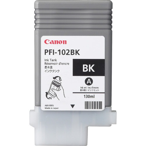 Canon PFI-102BK Cartuccia d'Inchiostro Originale Nero 130ml per Stampanti imagePROGRAF iPF500/iPF600/iPF700